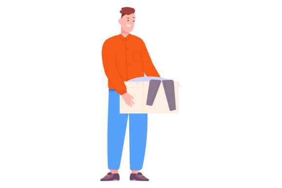 Download Man Holding Clothes Box. Things Packing - Packing Collection