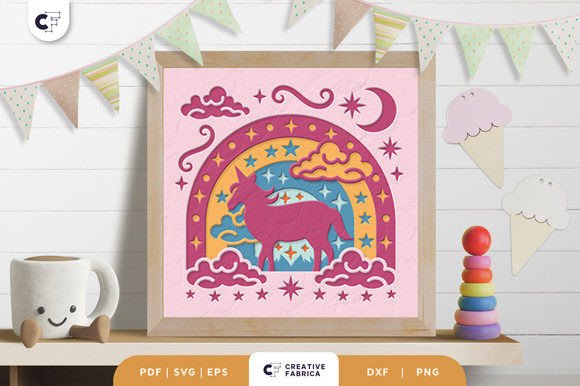 Download Unicorn Rainbow Shadow Box Paper Cut - Rainbow shadow box Collection