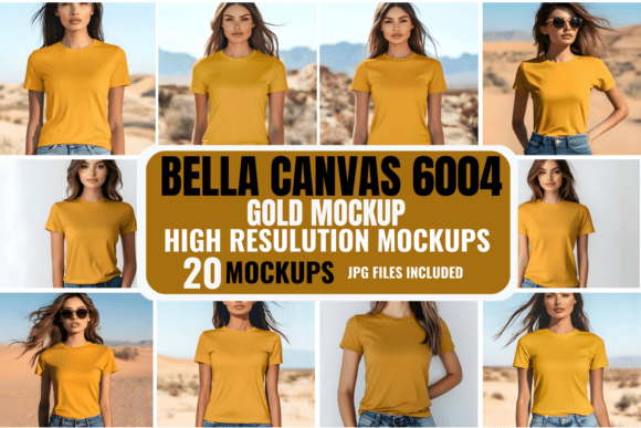 Download Bella Canvas 6004 Gold Mockup Bundle - Gold mockup Collection