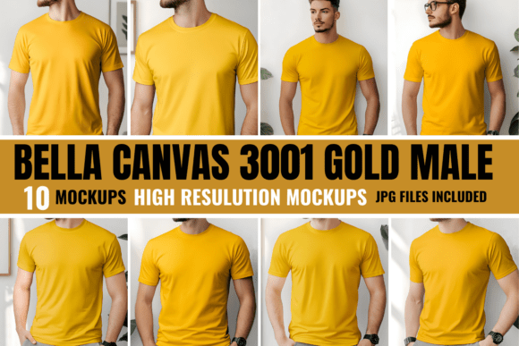 Download Bella Canvas 3001 Gold Mockup Bundle - Gold mockup Collection