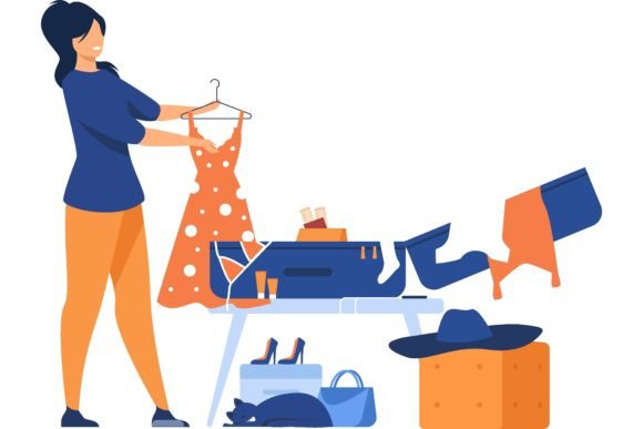Download Woman Packing Bag for Travel. Girl Prepa - Packing Collection