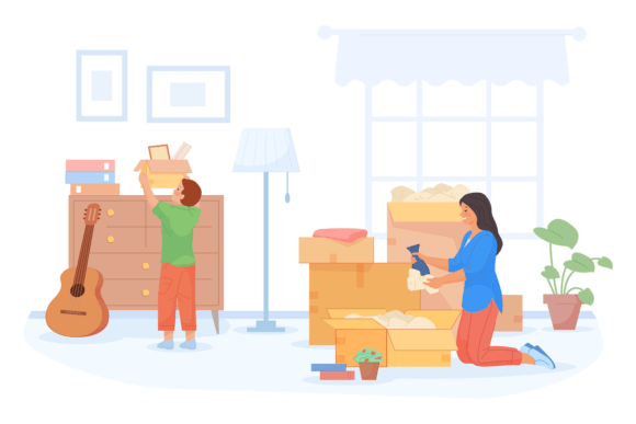Download Mother and Kid Packing Things. Family Mo - Packing Collection