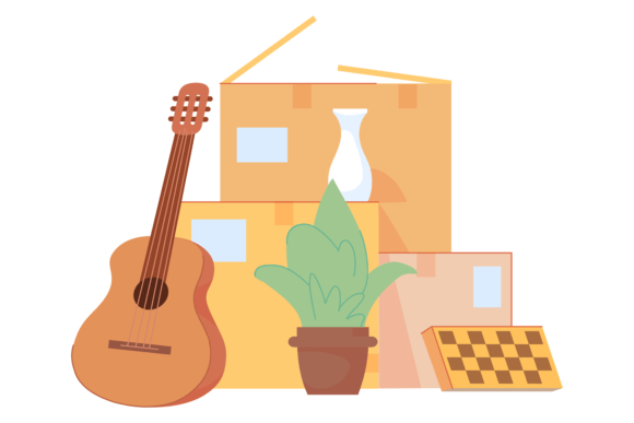 Download Home Things Packing for Moving. Box Pile - Packing Collection