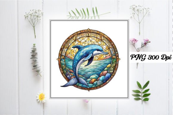 Download Stained Glass Dolphin Round Keychain - Premium Resources