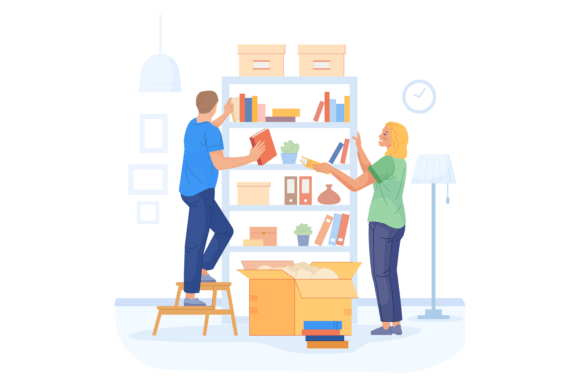 Download Couple Packing Staff in Cardboard Box. M - Packing Collection