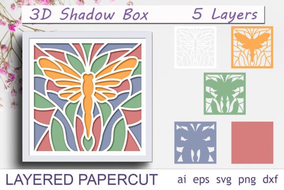 Download Dragonfly Stained Glass 3d Shadow Box - Premium Resources