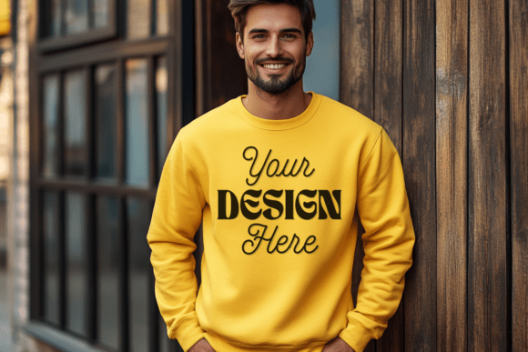 Download Gildan 18000 Men Gold Mockup 52 - Gold mockup Collection