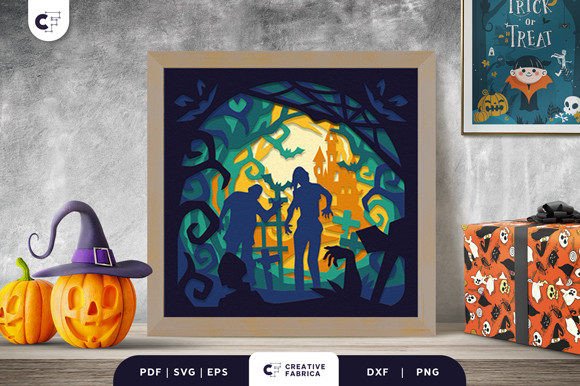 Download Halloween Graveyard 3D Layered Papercut - Premium Resources