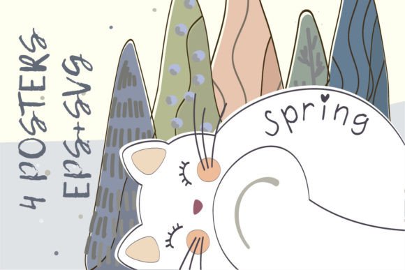 Download Poster 4 Seasons - with a Cat - Premium Resources