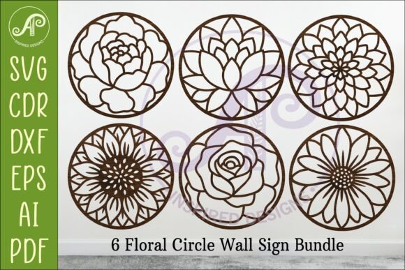 Download 6 Floral Circle Wall Sign SVG Bundle - Wall sign Collection