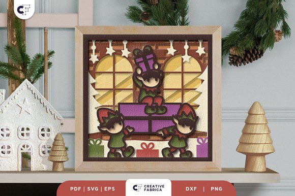 Download Elves Packing Christmas Gift 3D Papercut - Packing Collection