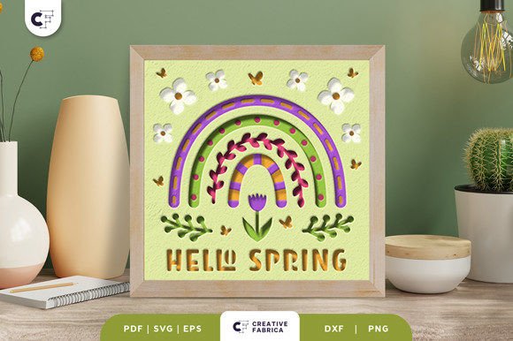 Download Spring Rainbow Shadow Box Paper Cut SVG - Rainbow shadow box Collection