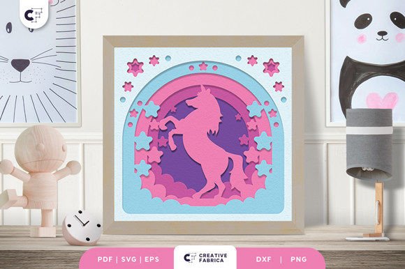 Download Unicorn Rainbow Shadow Box Paper Cut - Rainbow shadow box Collection